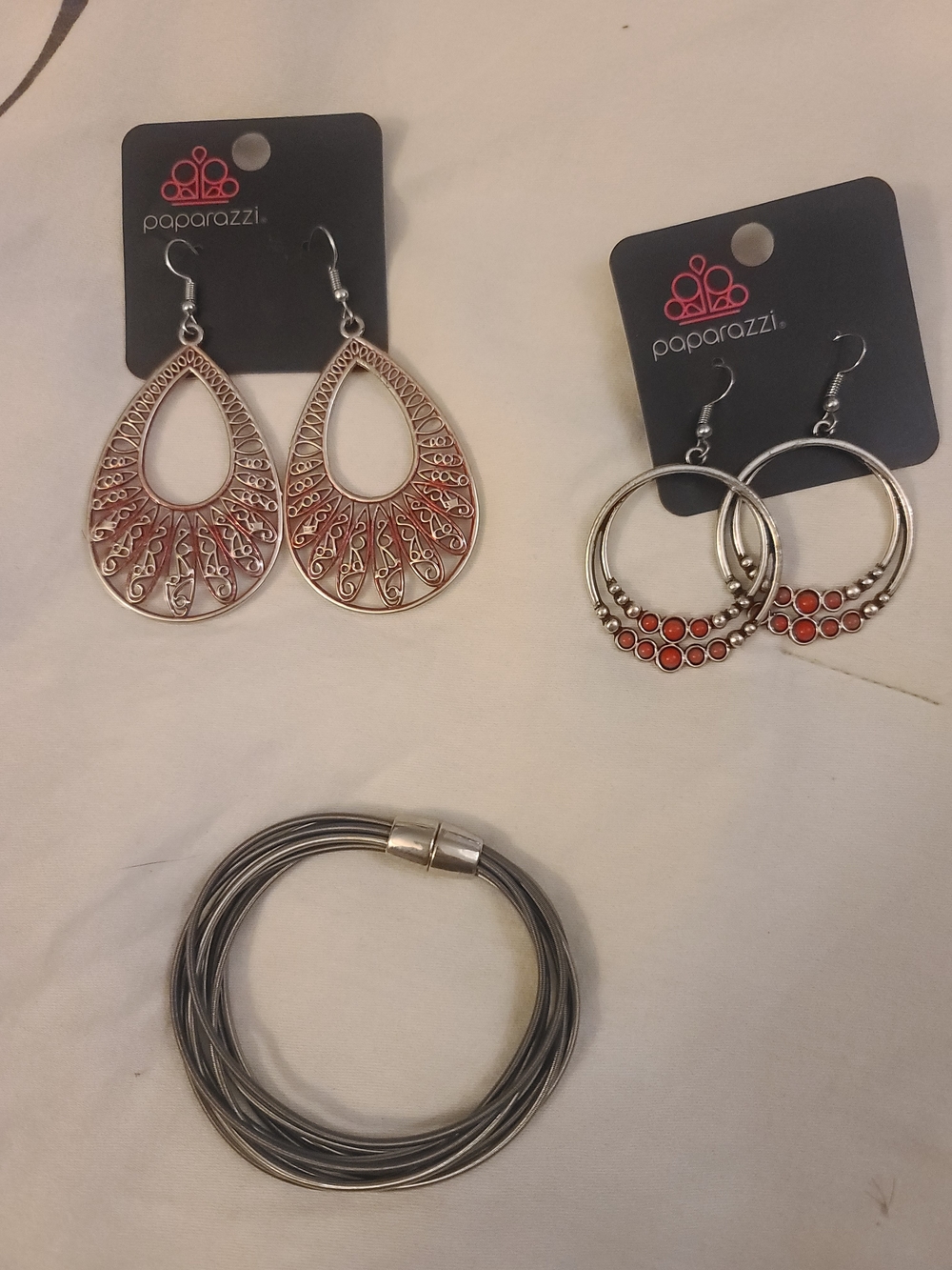 Paparazzi 3-piece Red And Silver Jewlery Set
